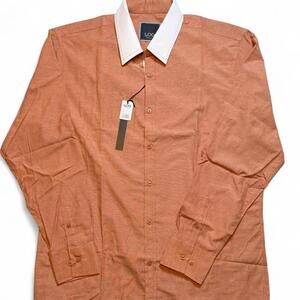 Log  Men's Long Sleeve Button Down Shirt Orange with white collar size XXL Brand